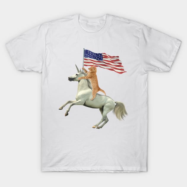 'Meowica Unicorn Cat' Funny July 4th Flag Gift T-Shirt by ourwackyhome